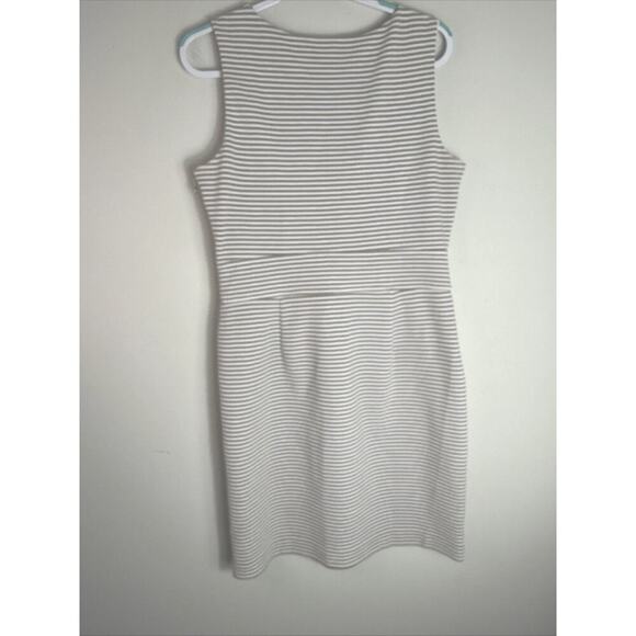 Banana Republic Tan and White Striped Sheath Dress size 14 - Picture 2 of 10